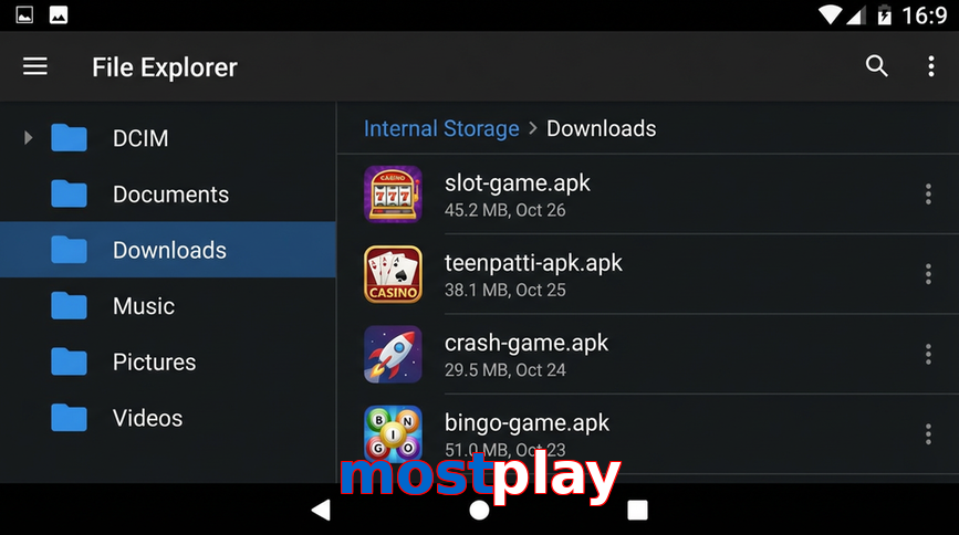 Main screen of Mostplay gameapk page for PK players